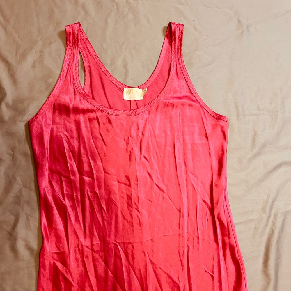 Nation LTD tank midi satin dress in pink color Size Medium - Picture 3 of 16